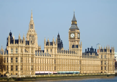 Big Ben is the famous clock tower of the Houses of Parliament.